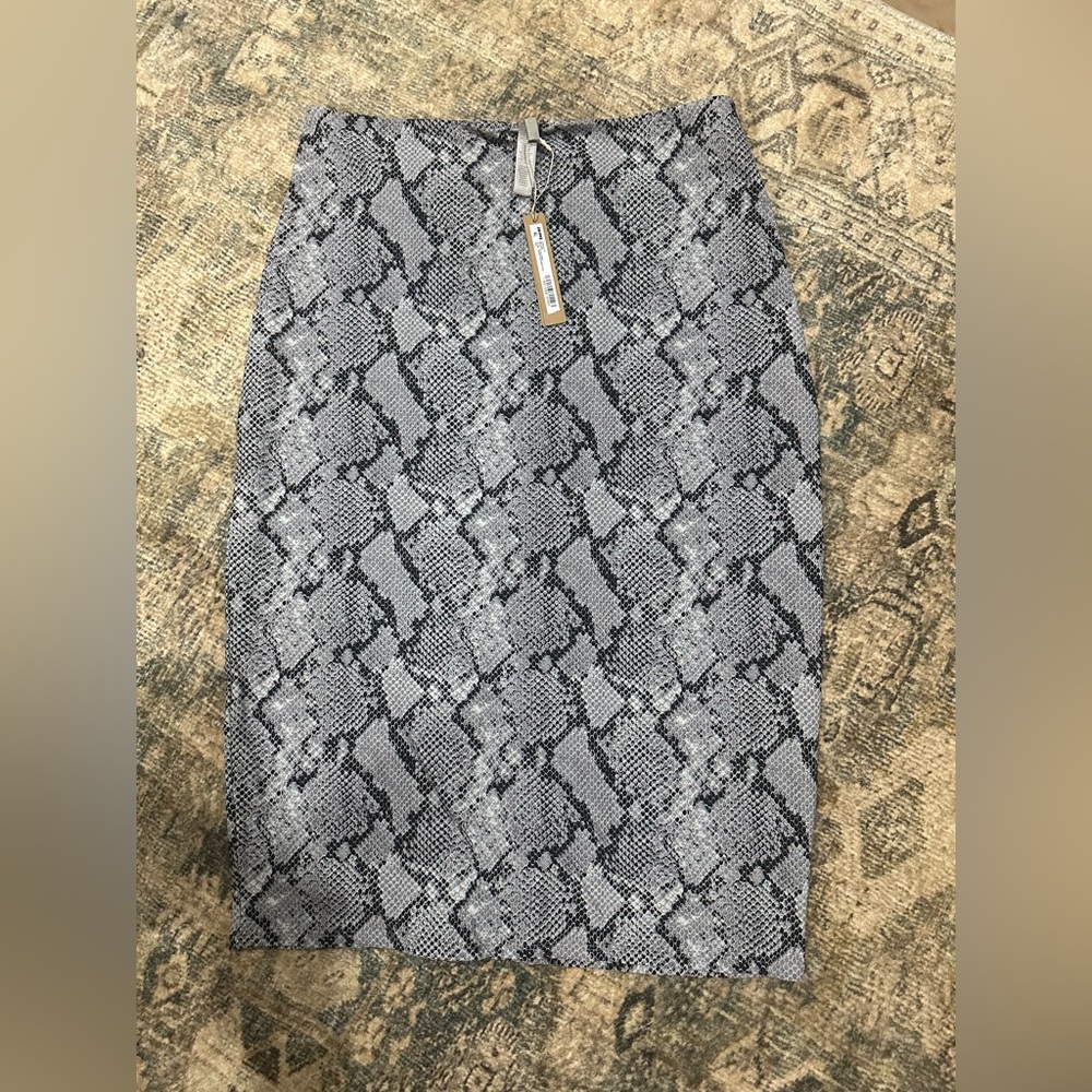 SKIMS Black and Gray Snake Print Midi Skirt